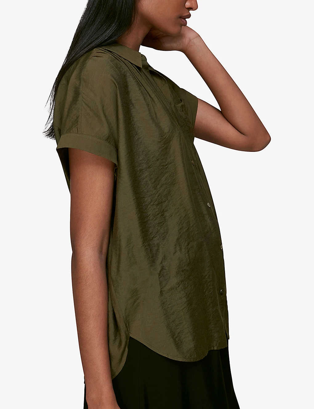 Whistles Nicola Short-sleeve Crepe Shirt - Image 5