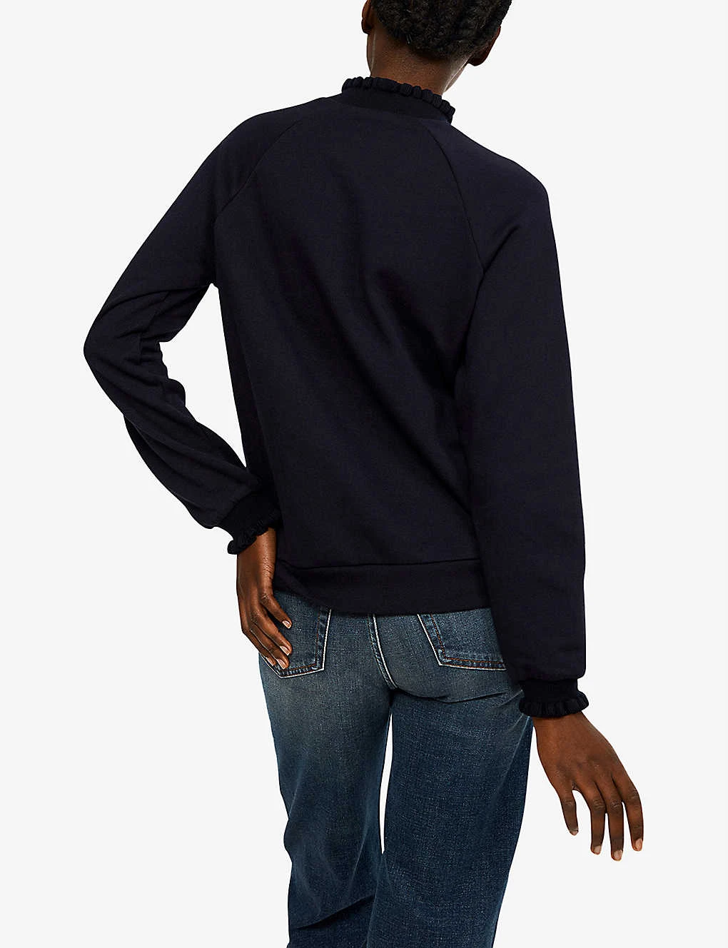 CLAUDIE PIERLOT Tape High-neck Buttoned Cotton-blend Sweatshirt - Image 4