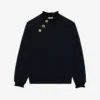 CLAUDIE PIERLOT Tape High-neck Buttoned Cotton-blend Sweatshirt