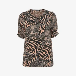Whistles Maggie Animal-print Woven Top