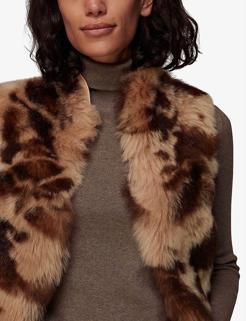 Whistles Cow-print Sleeveless Shearling Gilet - Image 3
