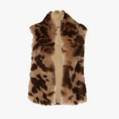 Whistles Cow-print Sleeveless Shearling Gilet