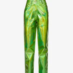 Lupe Metallic High-rise Straight-leg Faux-leather Trousers