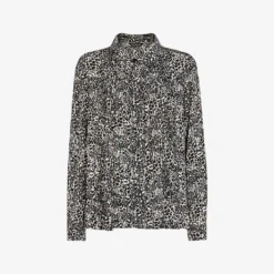 Whistles Animal-print Relaxed-fit Crepe Shirt