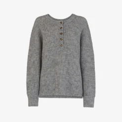 Whistles Henley Button-up Knitted Jumper