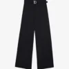 Maje Parcine Wide-leg High-rise Stretch-jersey Trousers