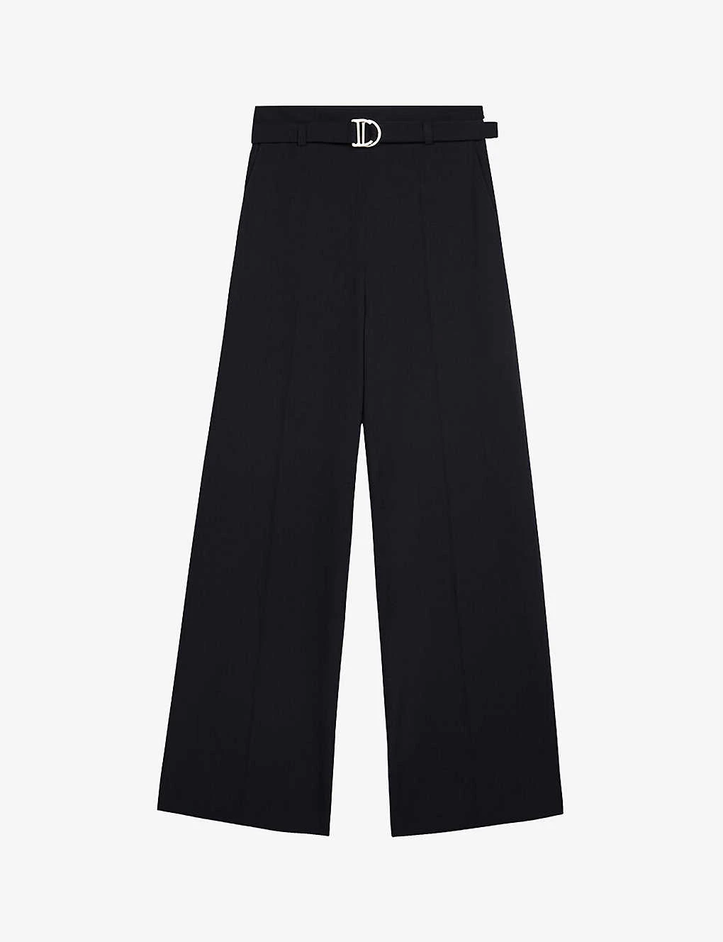 Maje Parcine Wide-leg High-rise Stretch-jersey Trousers