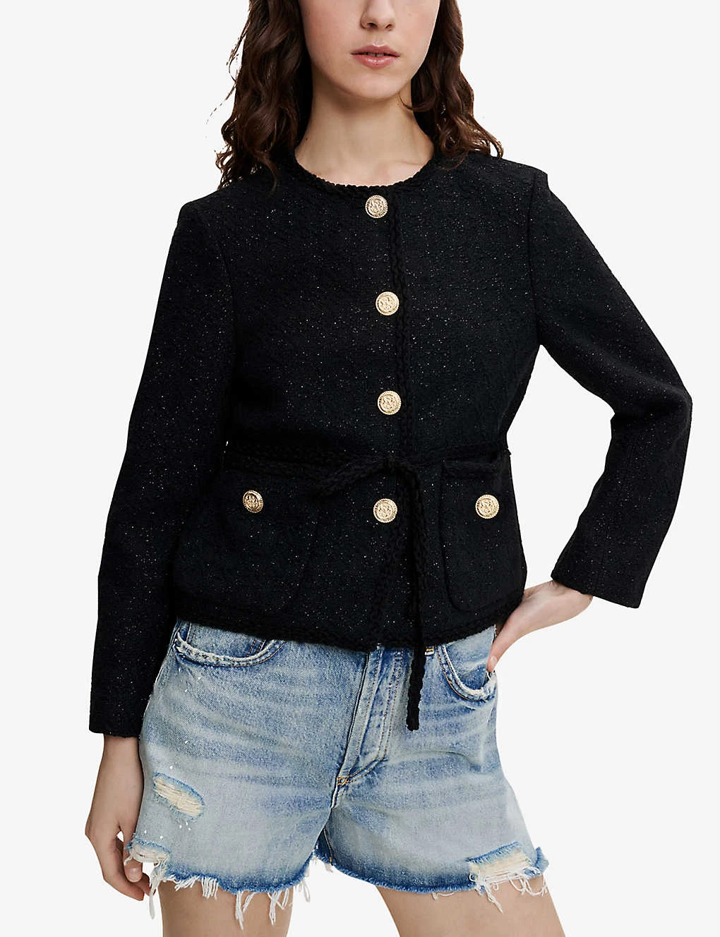 Maje Violette Metallic Tweed Jacket - Image 3