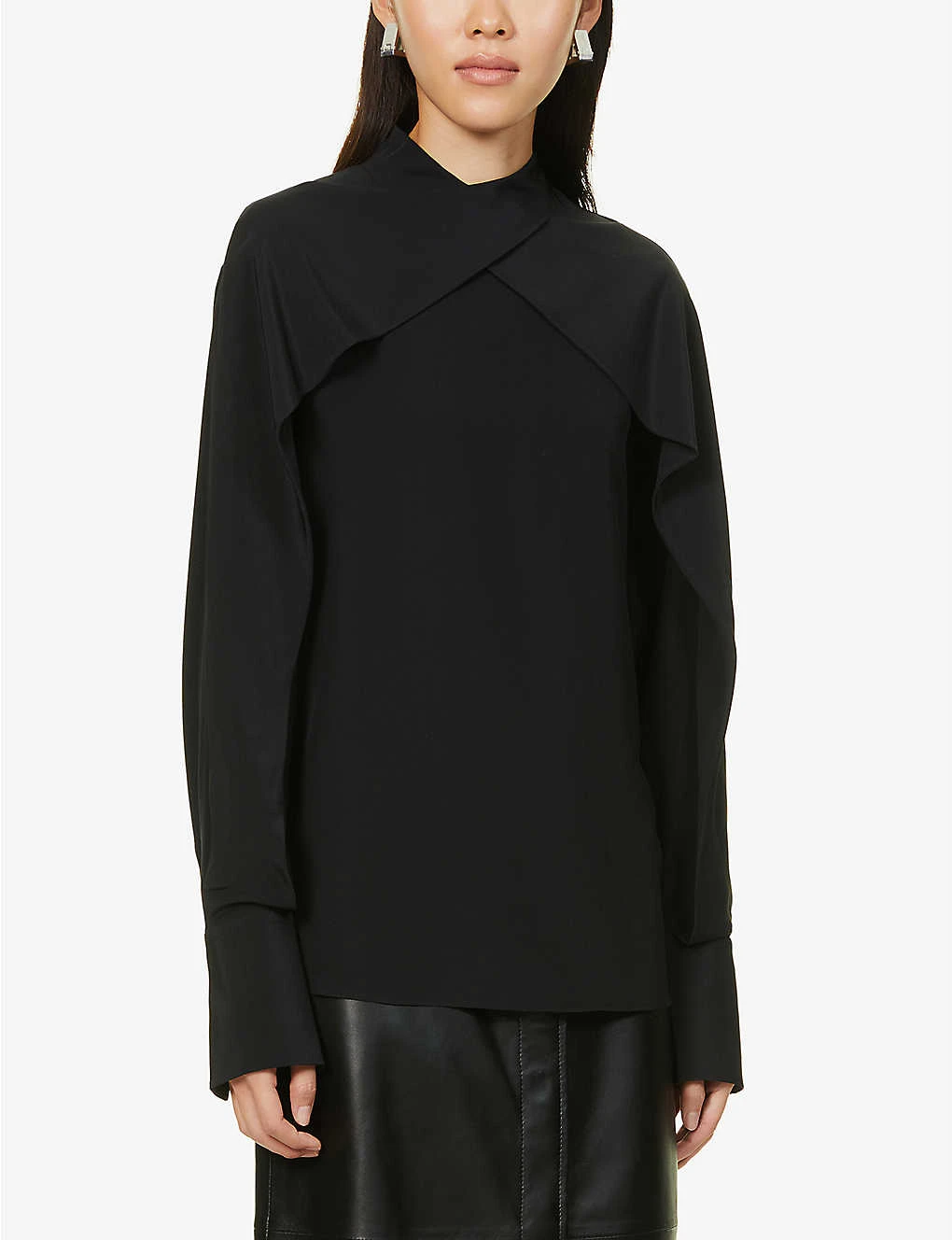 Joseph Bailie Asymmetric Pleated Silk Blouse - Image 3