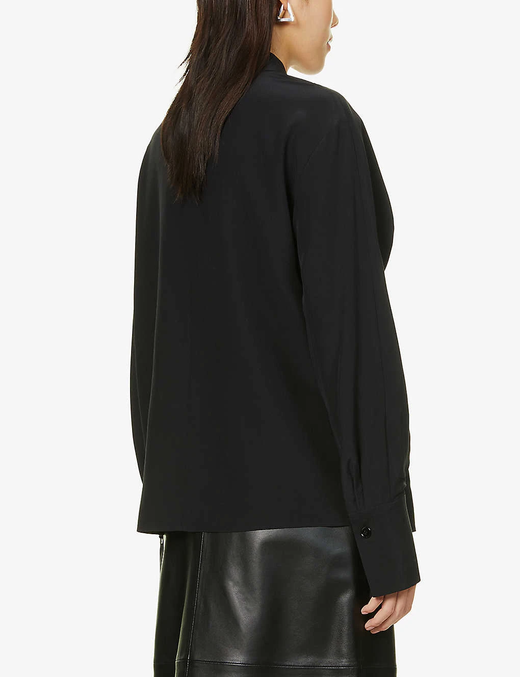 Joseph Bailie Asymmetric Pleated Silk Blouse - Image 4