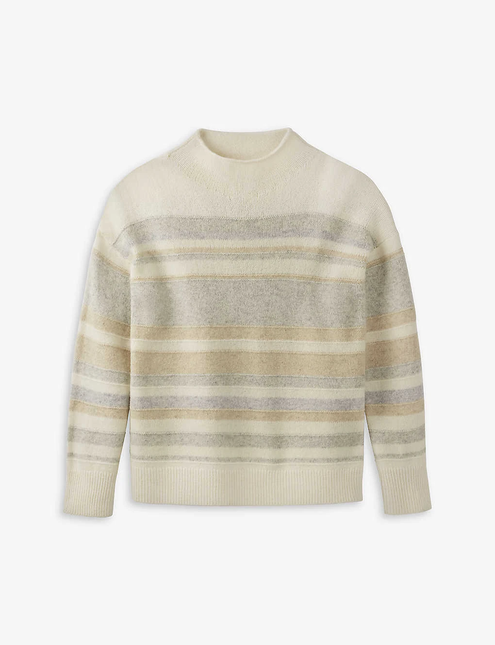 Striped Funnel-neck Wool-knit Jumper