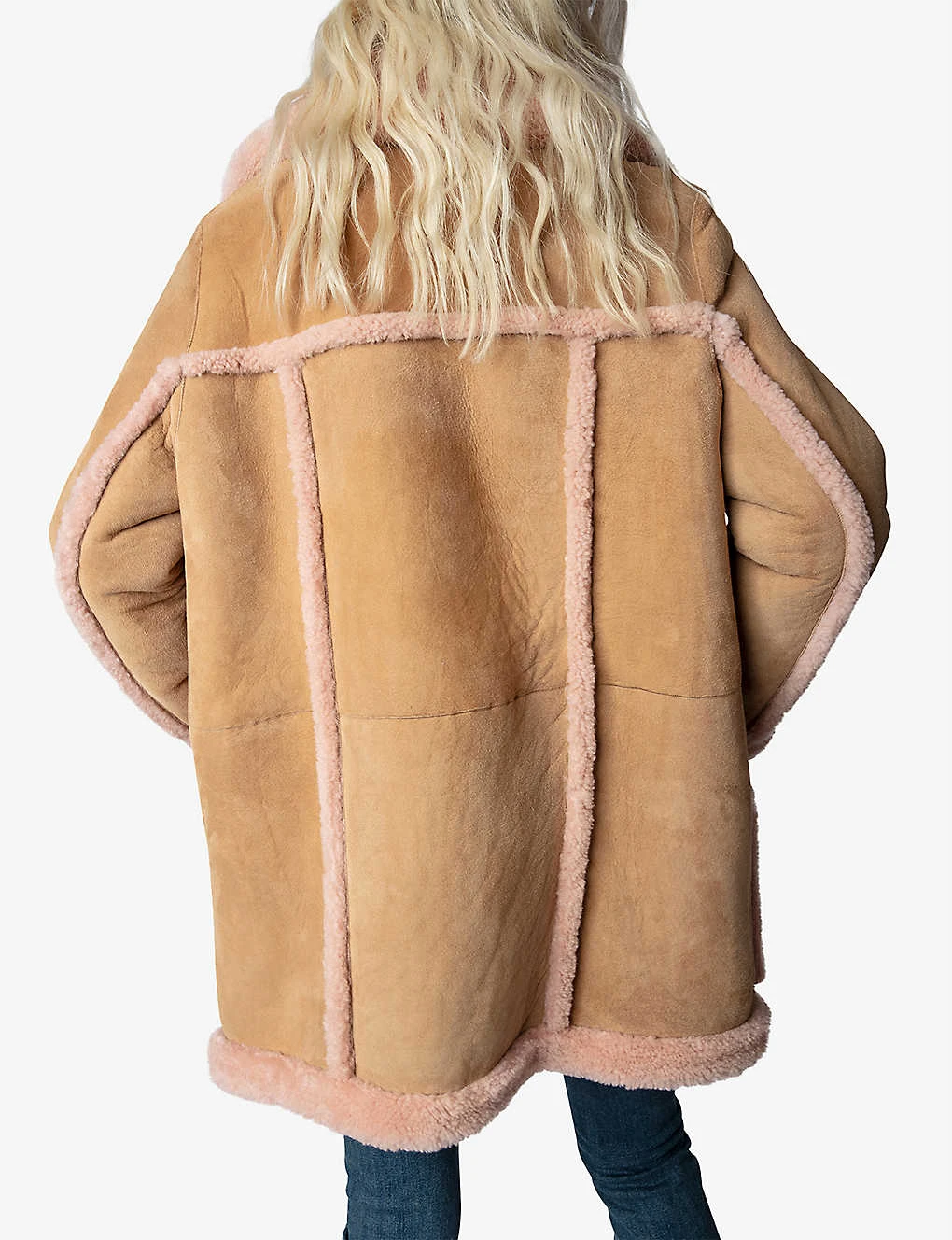 Zadig & Voltaire Laury Oversized-collar Shearling-lined Leather Coat - Image 4