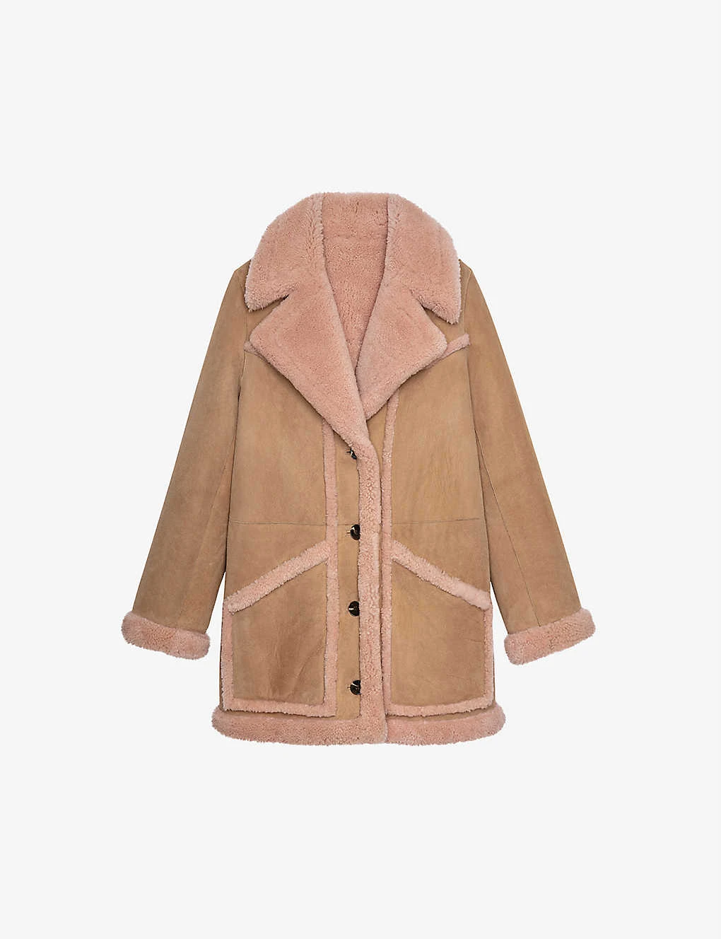 Zadig & Voltaire Laury Oversized-collar Shearling-lined Leather Coat