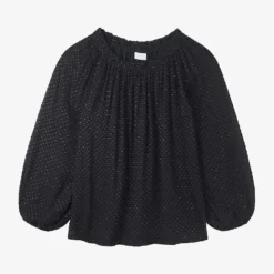 Off-the-shoulder Metallic Jacquard Blouse