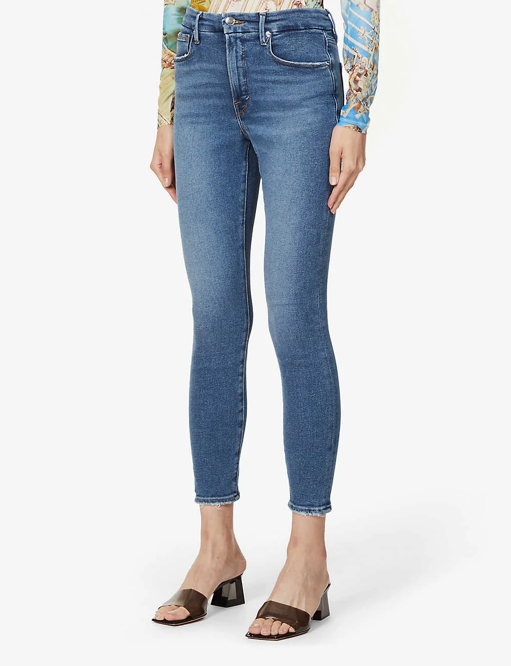 GOOD AMERICAN Good Legs Cropped Slim-leg Mid-rise Stretch-denim Jeans - Image 3