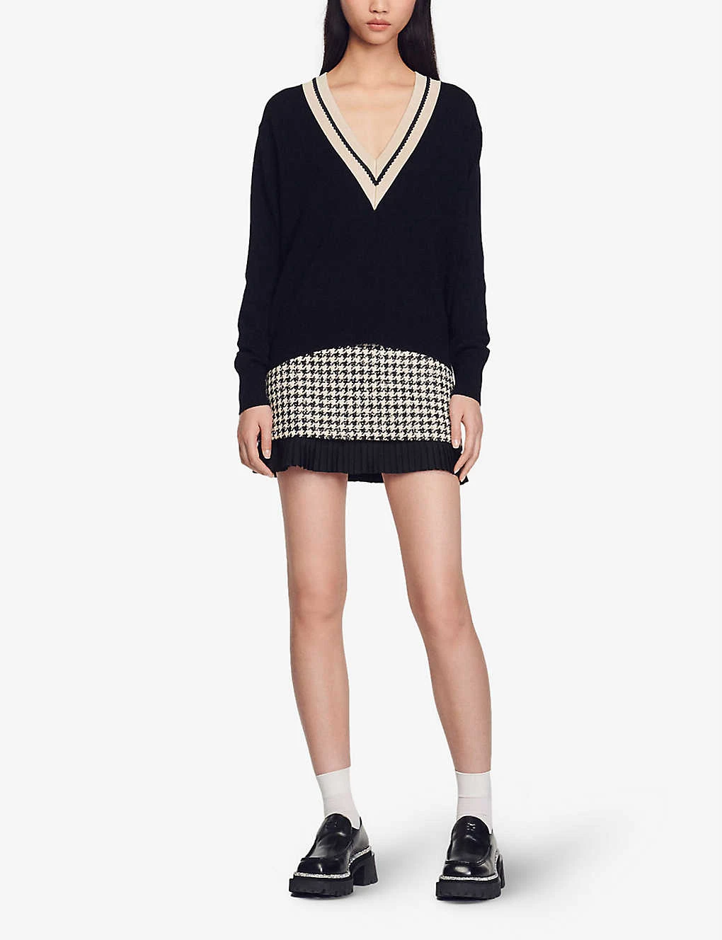 Sandro Bridget Embroidered Neck Wool-blend Sweatshirt - Image 2