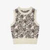 Sandro Brown Floral-jacquard Wool And Cashmere-knit Vest