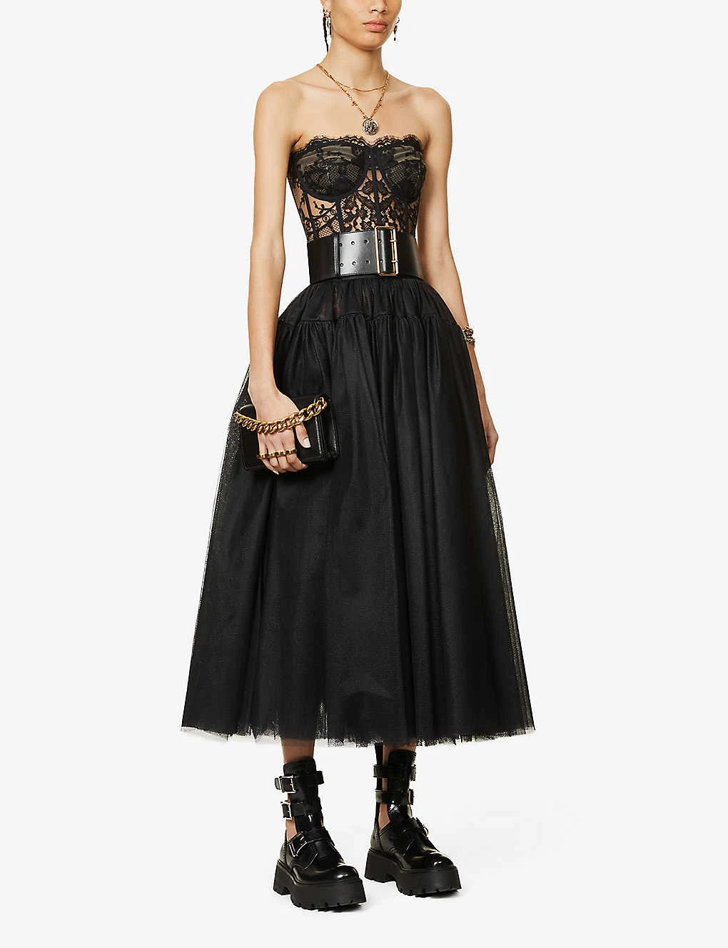 Alexander McQueen Floral Lace Bustier Woven Top - Image 2