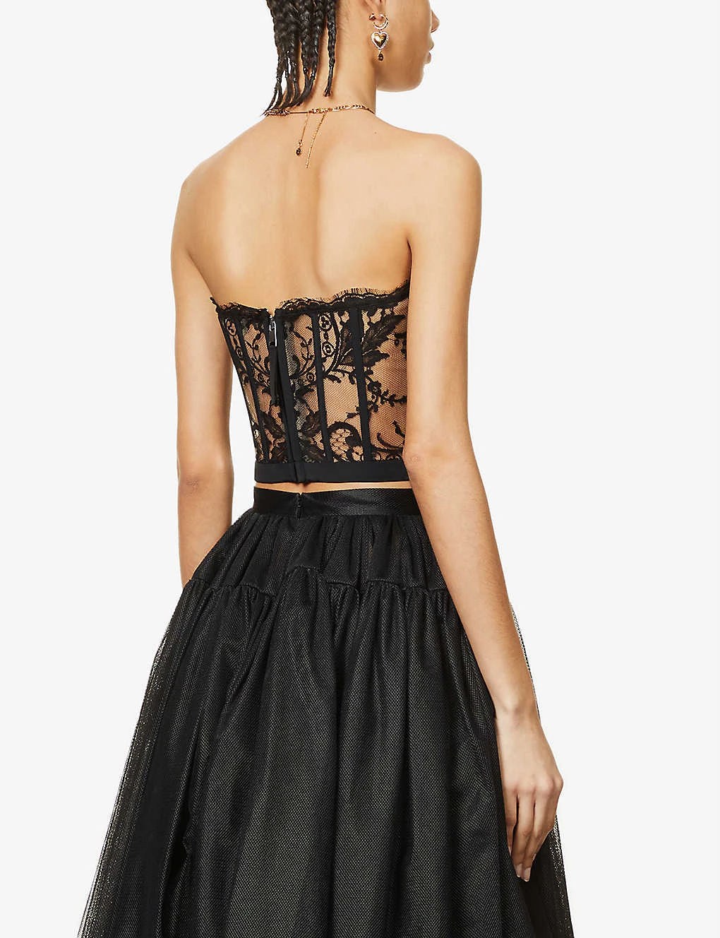 Alexander McQueen Floral Lace Bustier Woven Top - Image 4