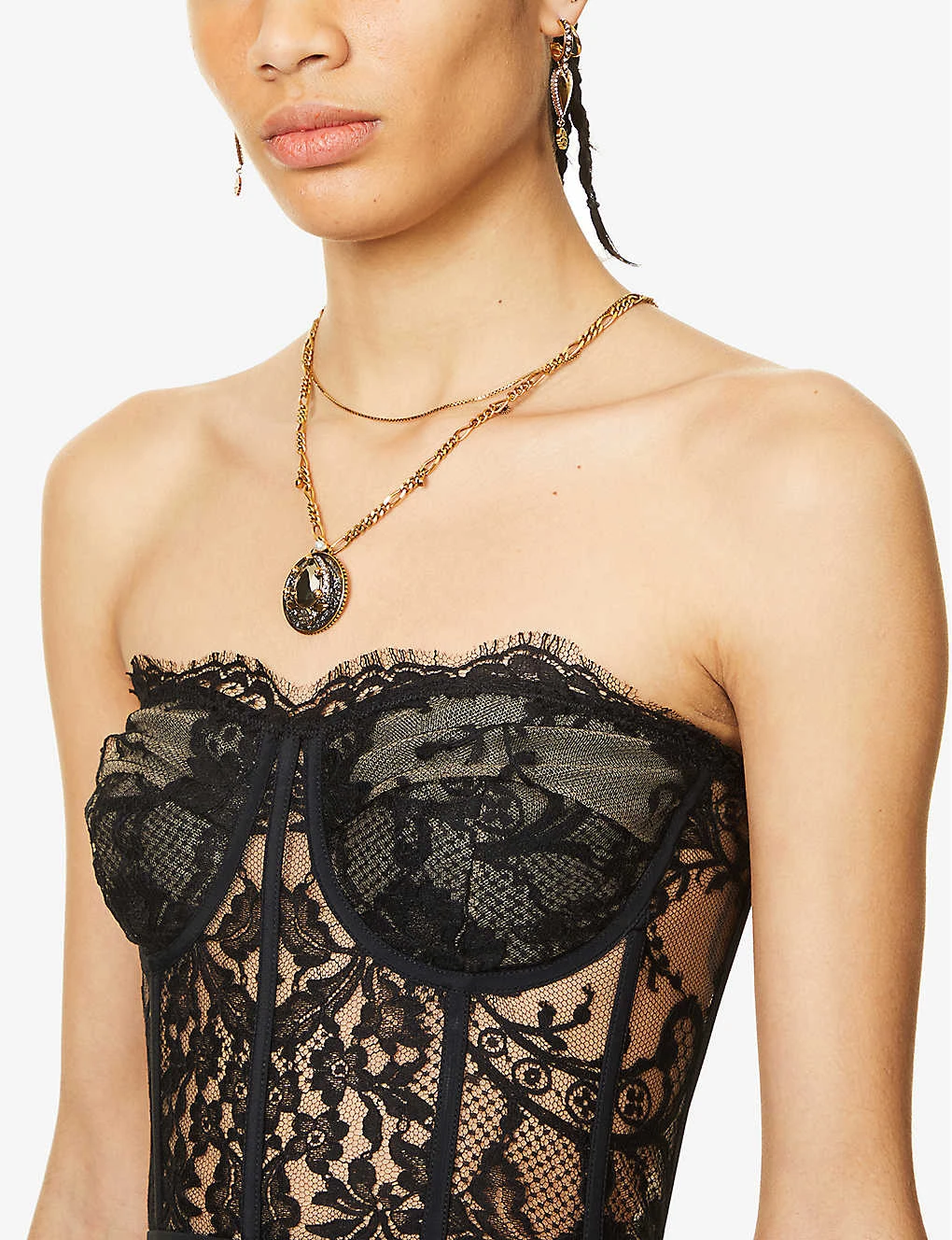Alexander McQueen Floral Lace Bustier Woven Top - Image 5