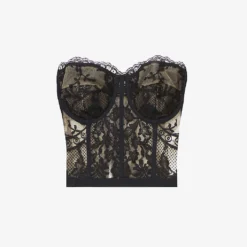 Alexander McQueen Floral Lace Bustier Woven Top