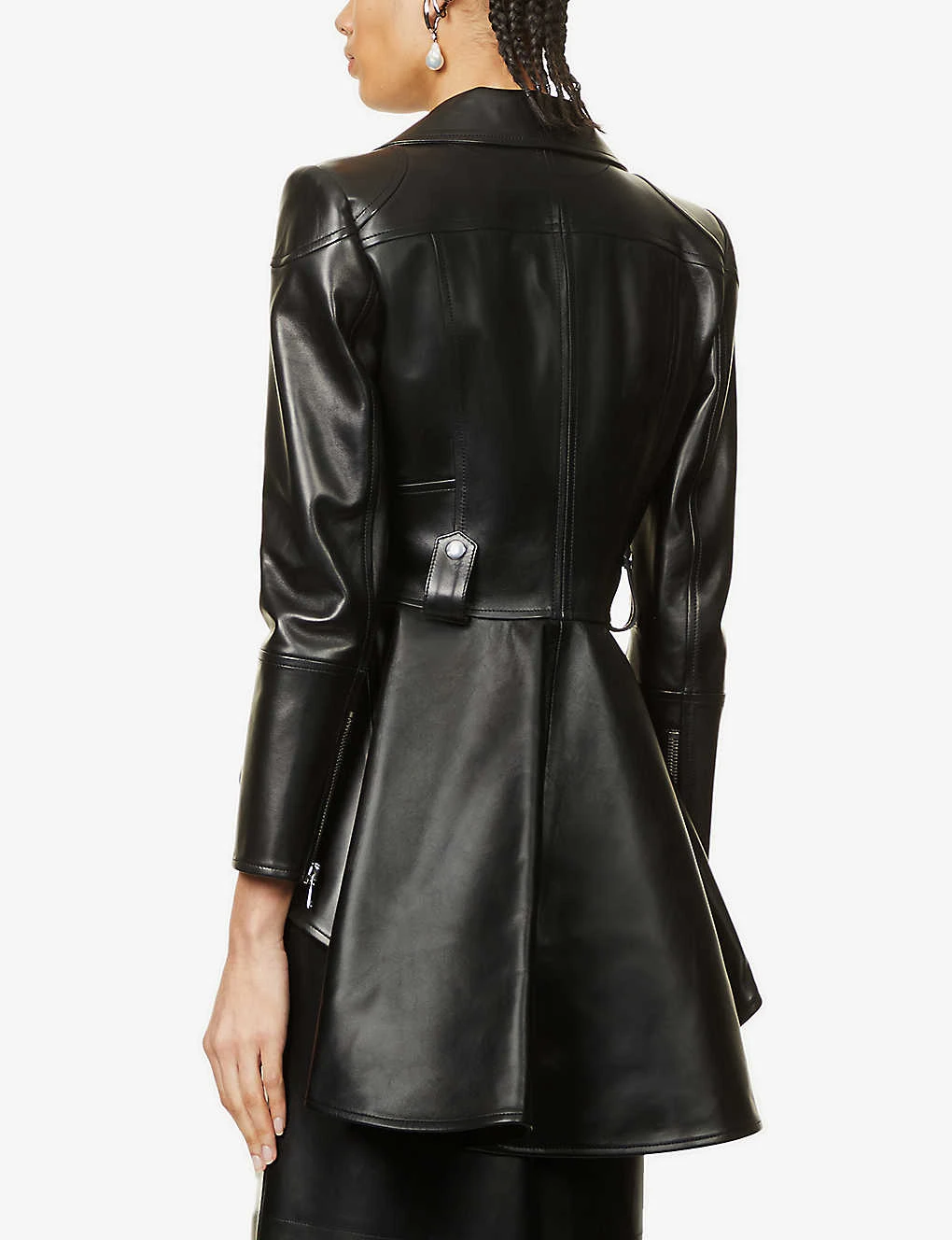 Alexander McQueen Frock-detail Peplum Leather Biker Jacket - Image 4