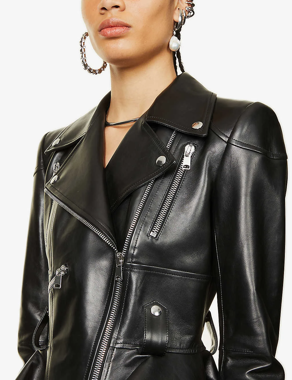 Alexander McQueen Frock-detail Peplum Leather Biker Jacket - Image 5