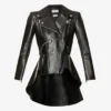 Alexander McQueen Frock-detail Peplum Leather Biker Jacket
