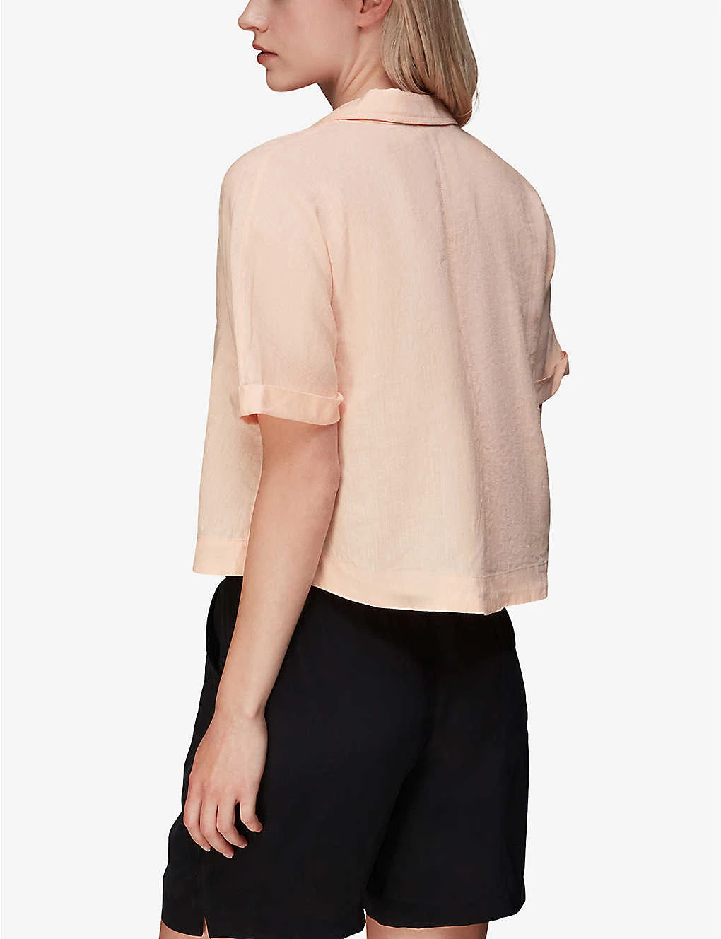 Whistles Sadie Polo Linen-blend Top - Image 4