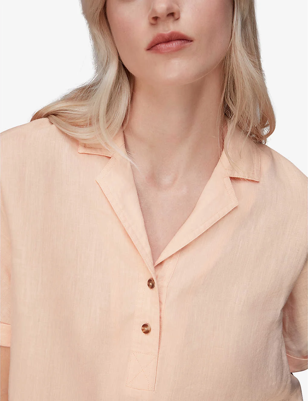 Whistles Sadie Polo Linen-blend Top - Image 5