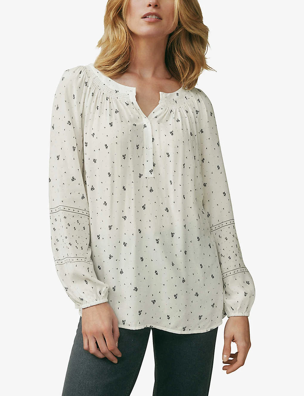 Floral-print Smocked Woven Blouse - Image 2