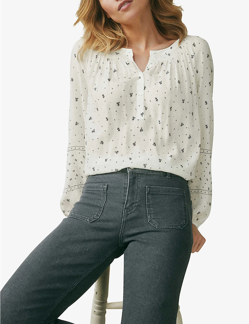 Floral-print Smocked Woven Blouse - Image 3