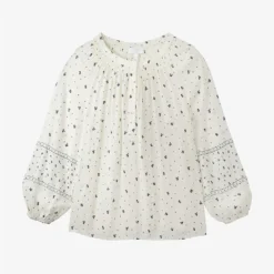 Floral-print Smocked Woven Blouse
