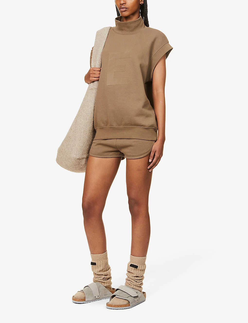 ESSENTIALS High-neck Brand-badge Cotton-blend Top - Image 2