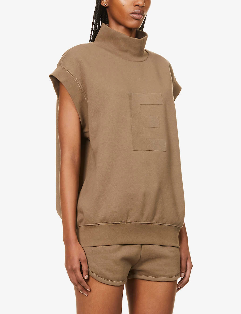 ESSENTIALS High-neck Brand-badge Cotton-blend Top - Image 3