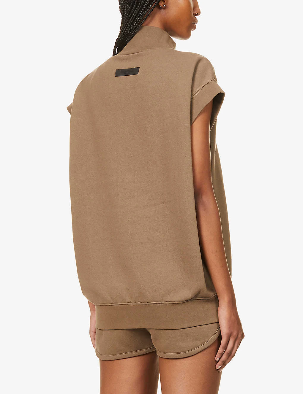 ESSENTIALS High-neck Brand-badge Cotton-blend Top - Image 4