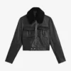 Ted Baker Basile Shearling-collar Leather Harrington Jacket