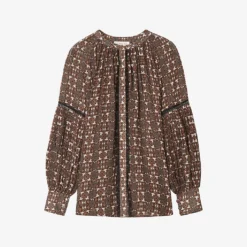 By Malina Antonella Printed Balloon-sleeve Blouse