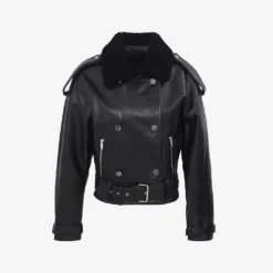 Ikks Contrast-collar Leather Jacket