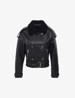 Ikks Contrast-collar Leather Jacket