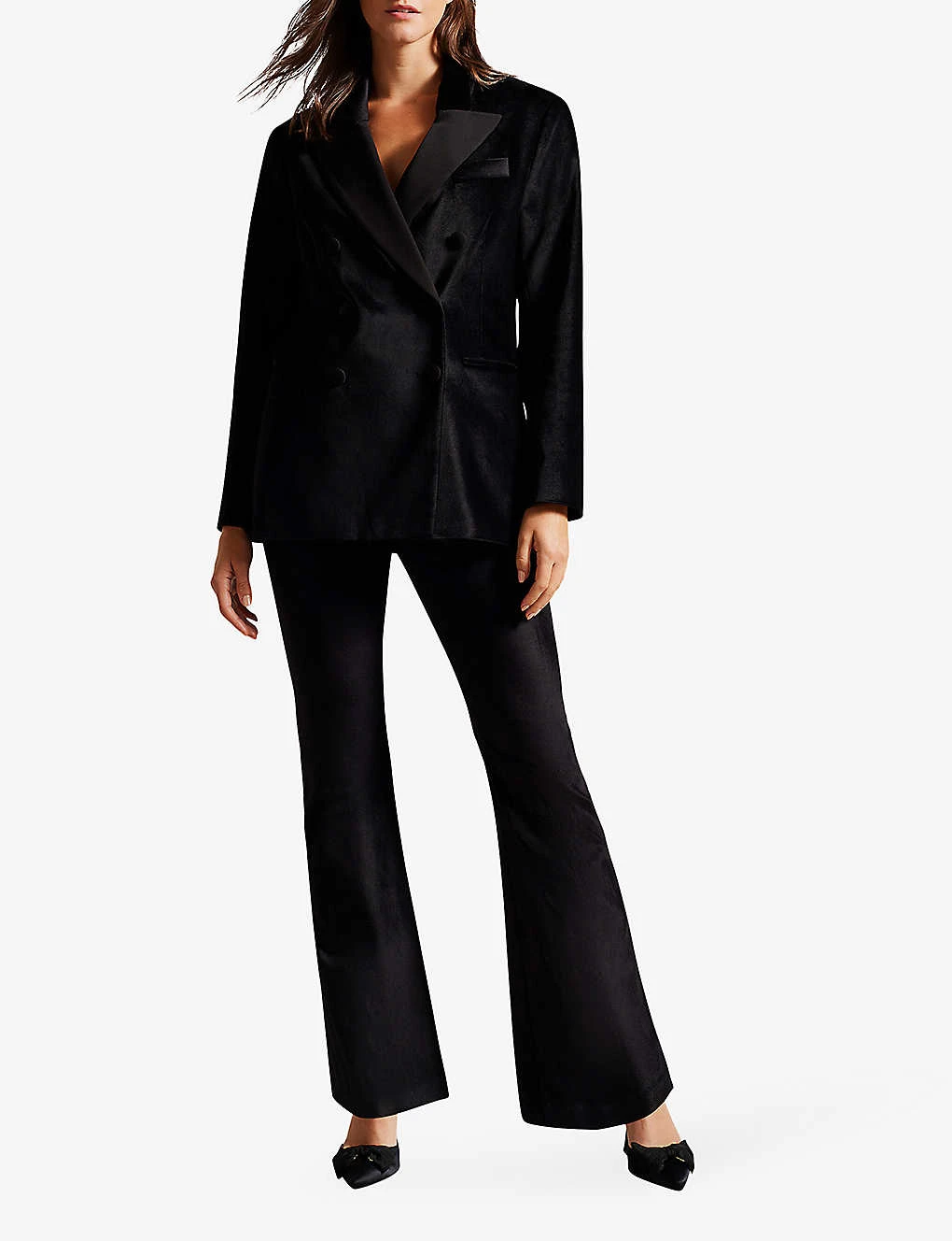 Ted Baker Demyat Flared High-rise Stretch-velvet Trousers - Image 2