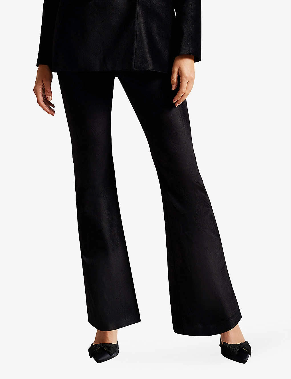 Ted Baker Demyat Flared High-rise Stretch-velvet Trousers - Image 3