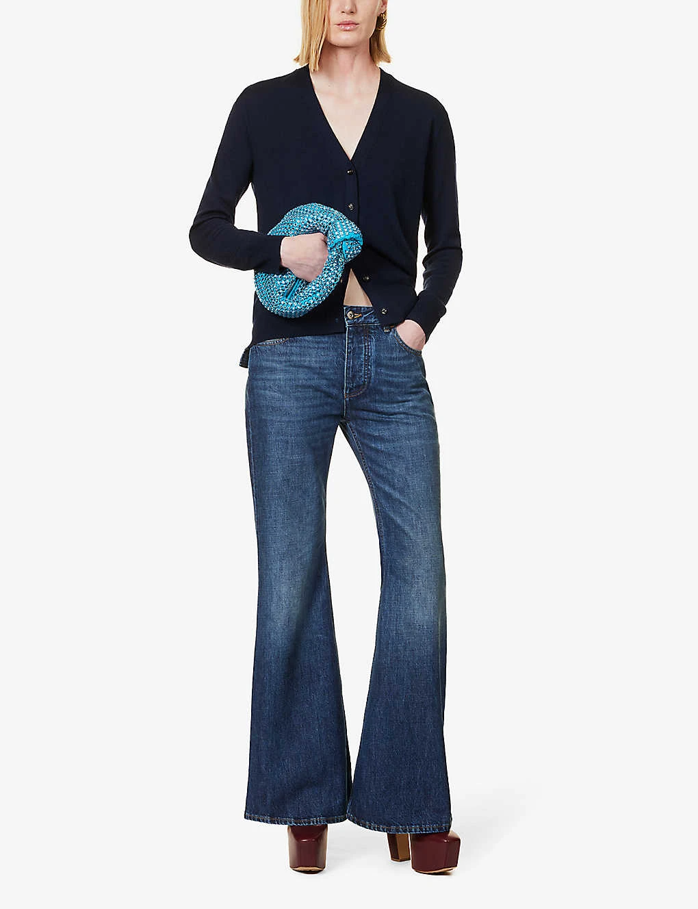 Bottega Veneta V-neck Brand-embroidered Wool Cardigan - Image 2