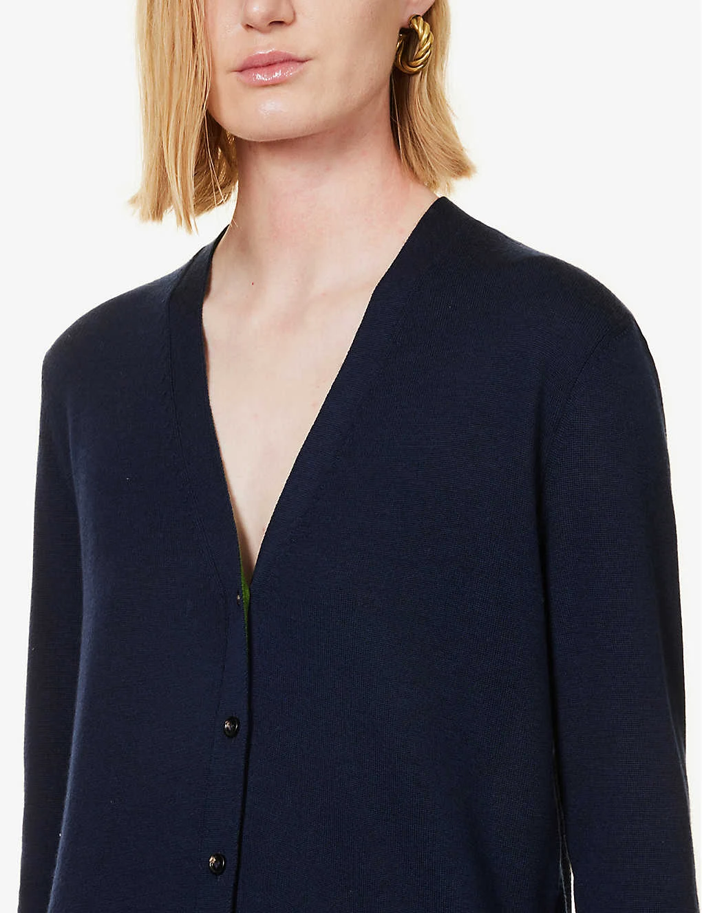 Bottega Veneta V-neck Brand-embroidered Wool Cardigan - Image 5