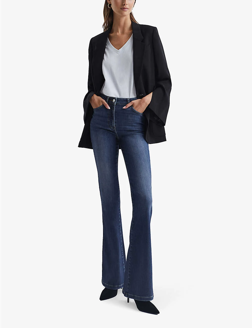 Reiss Beau Skinny Flared High-rise Stretch-denim Jeans - Image 2