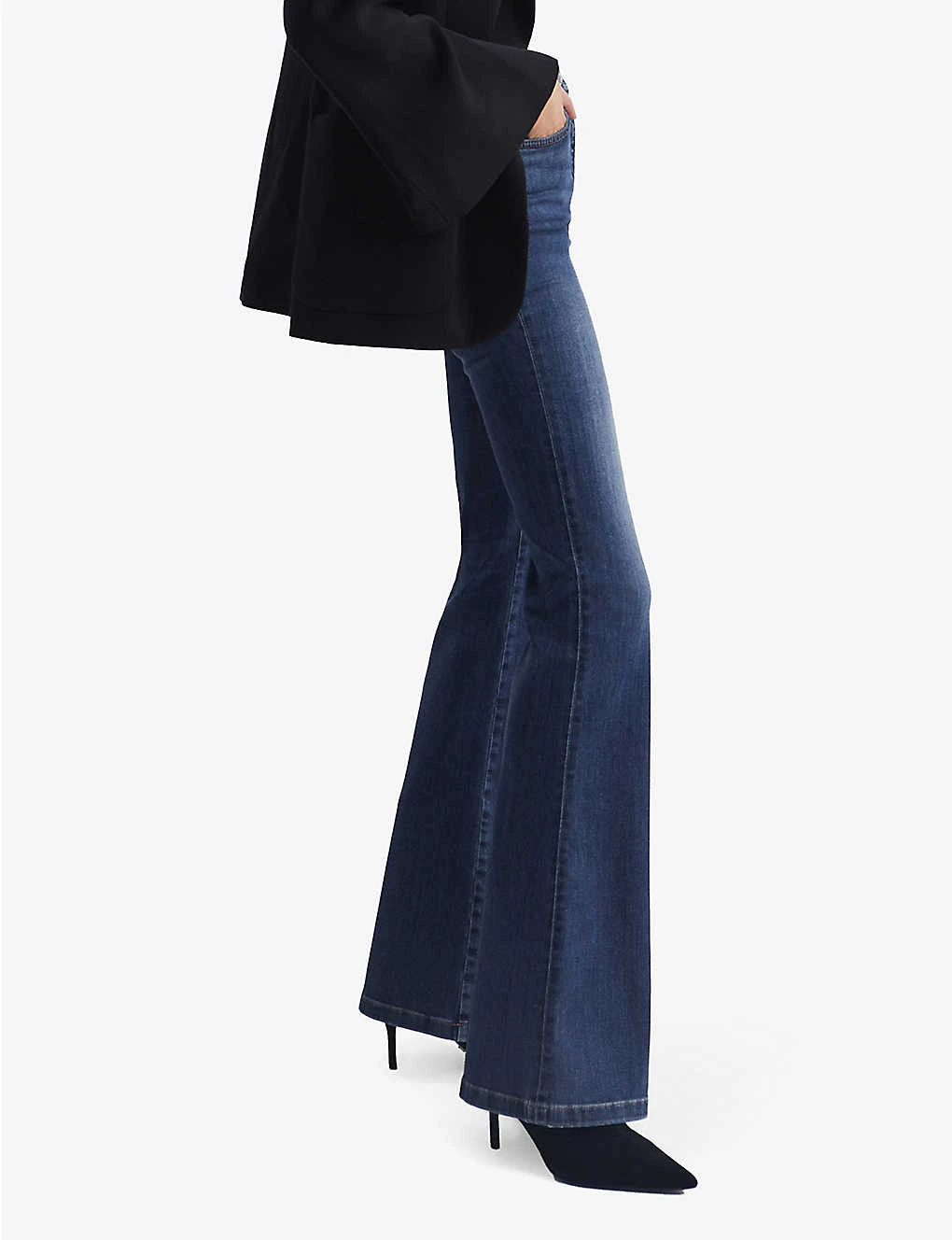 Reiss Beau Skinny Flared High-rise Stretch-denim Jeans - Image 3