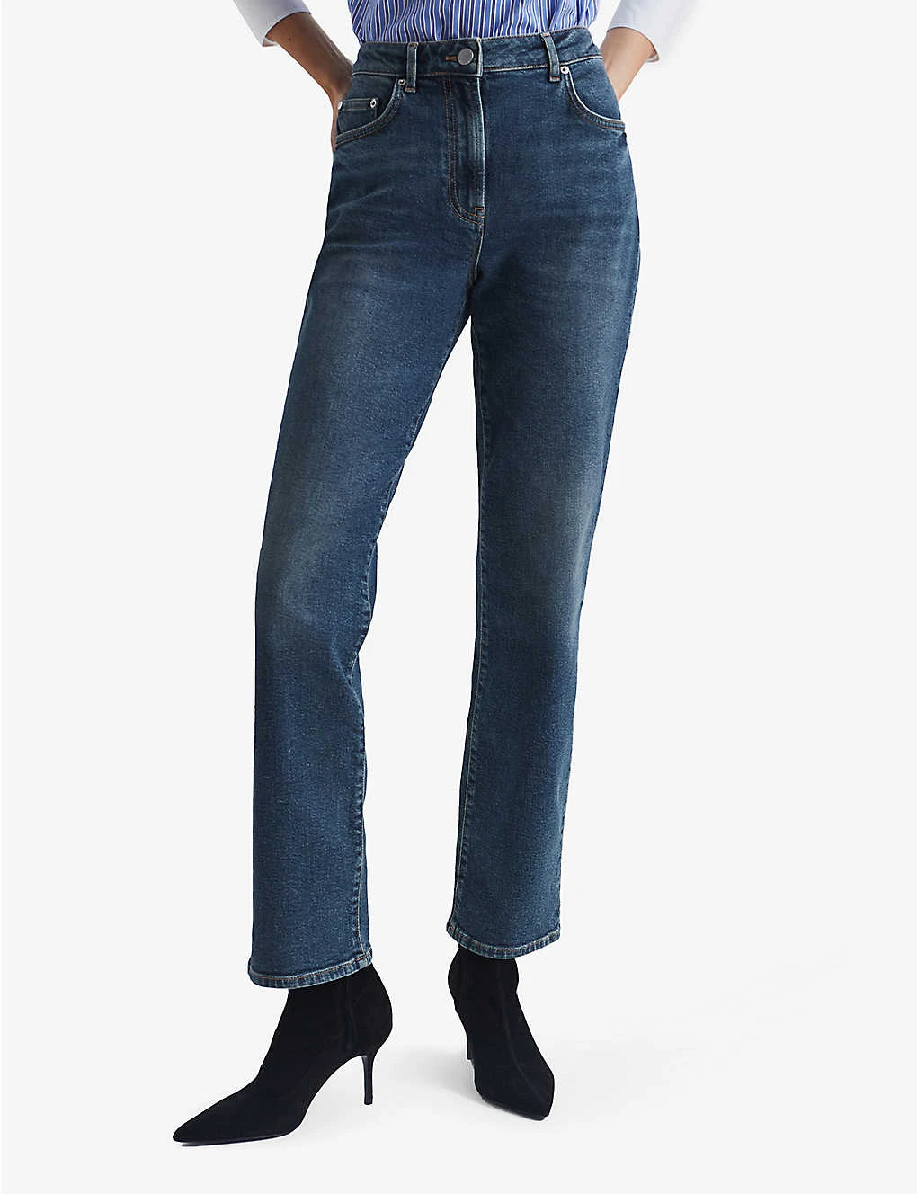 Reiss Phillipa Straight-leg High-rise Stretch-denim Jeans - Image 3