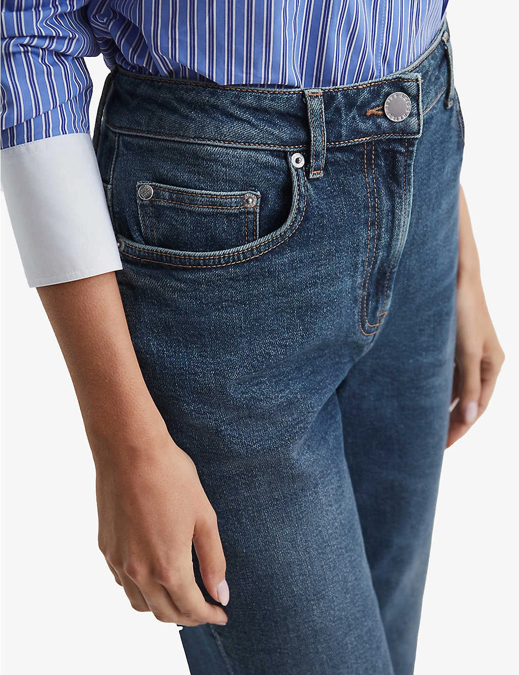 Reiss Phillipa Straight-leg High-rise Stretch-denim Jeans - Image 5