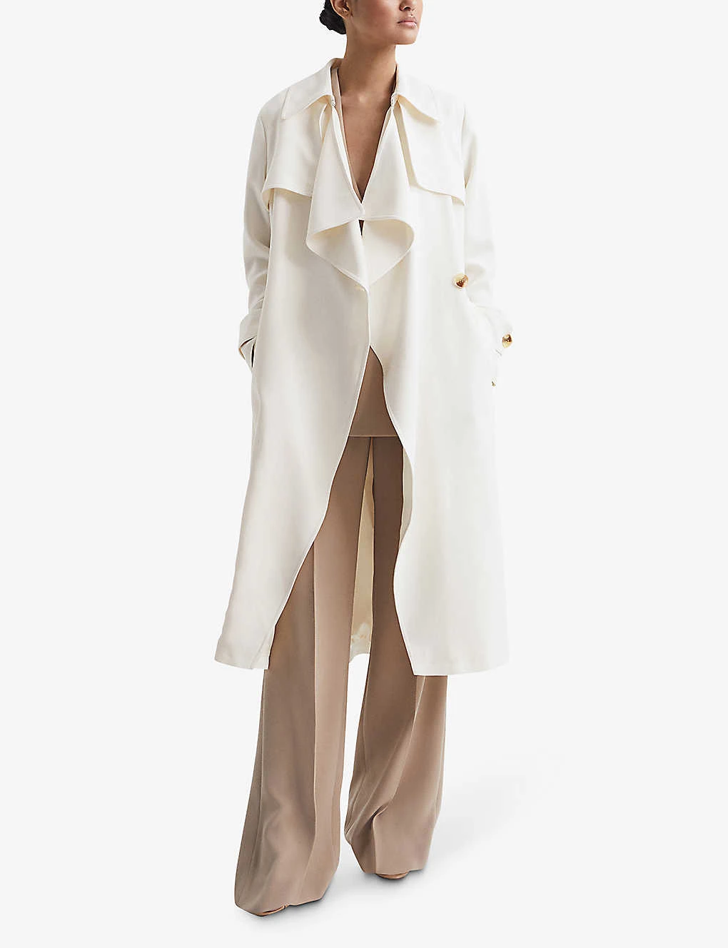Reiss Eden Oversized Frill-lapel Woven Trench Coat - Image 3