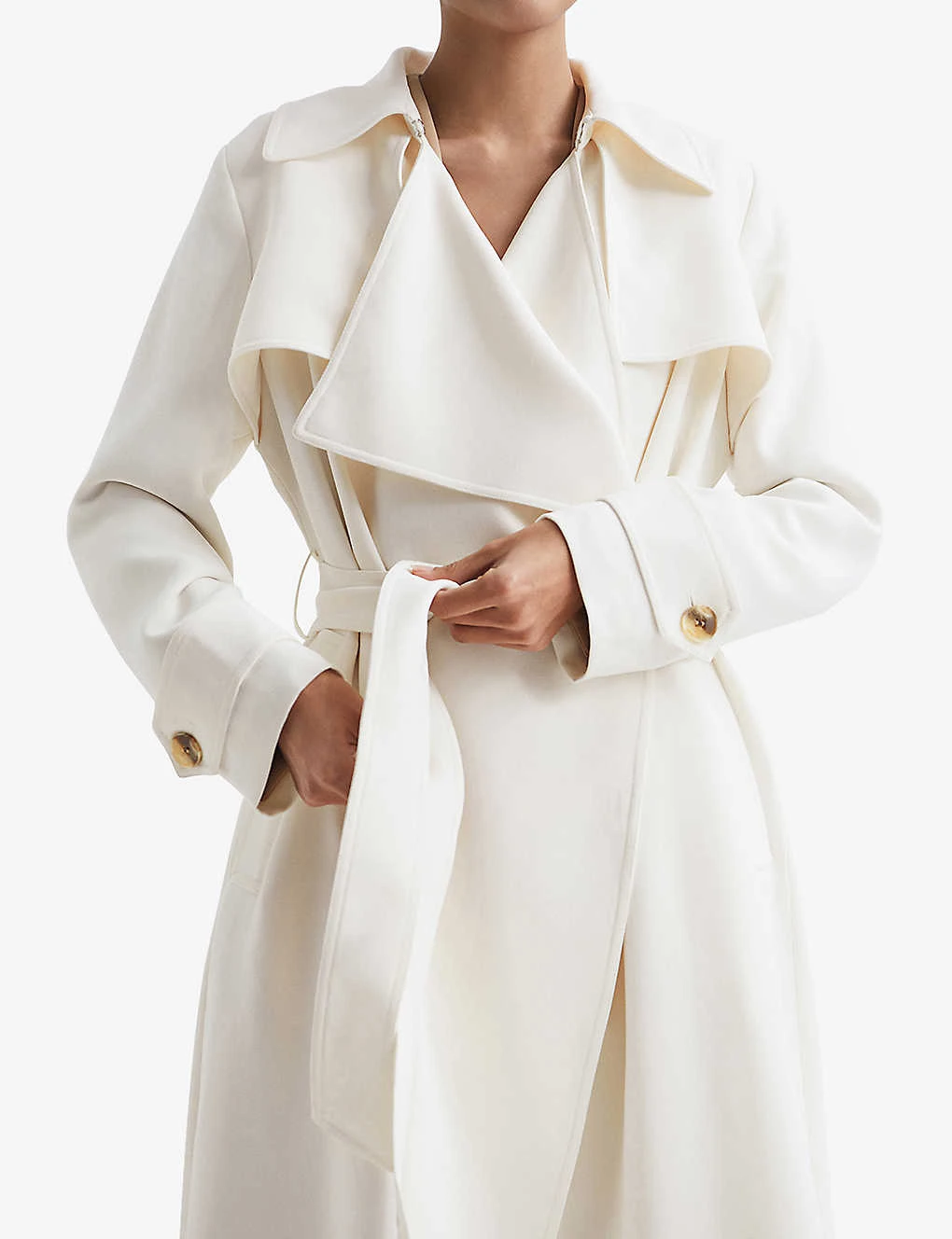 Reiss Eden Oversized Frill-lapel Woven Trench Coat - Image 5